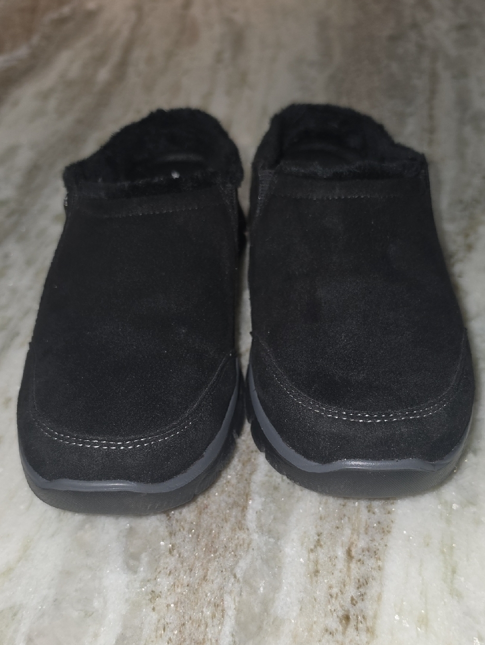 Skechers Black Suede Lined Mules Clogs